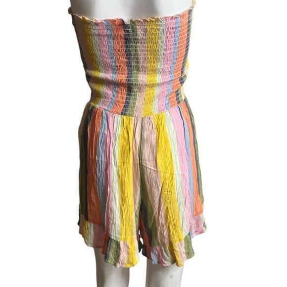 Angie Striped Multicolor Strapless Romper Size Large - Picture 2 of 3
